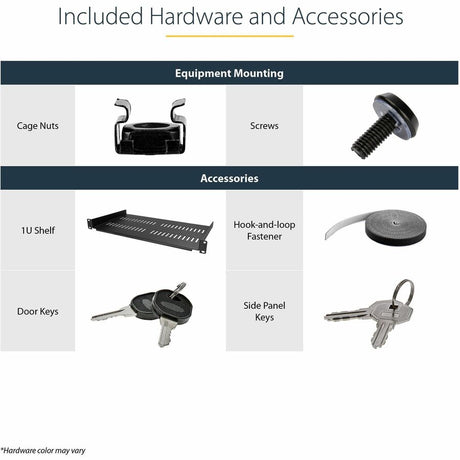 StarTech.com 4-Post 12U Wall Mount Network Cabinet, 19" Hinged Wall-Mounted Server Rack for IT Equipment, Flexible Lockable Rack Enclosure