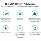 StarTech.com 4-Post 12U Wall Mount Network Cabinet, 19" Hinged Wall-Mounted Server Rack for IT Equipment, Flexible Lockable Rack Enclosure