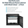 StarTech.com 2-Post 9U Wall Mount Network Cabinet, 19" Wall-Mounted Server Rack for Data / IT Equipment, Small Lockable Rack Enclosure