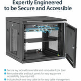 StarTech.com 4-Post 9U Wall Mount Network Cabinet, 19" Wall-Mounted Server Rack for Data / Computer Equipment, Small IT Rack Enclosure
