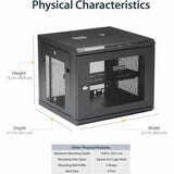 StarTech.com 4-Post 9U Wall Mount Network Cabinet, 19" Wall-Mounted Server Rack for Data / Computer Equipment, Small IT Rack Enclosure
