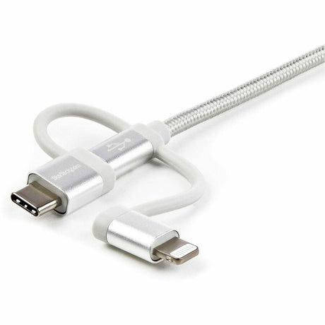 StarTech.com 1m USB Multi Charging Cable - Braided - Apple MFi Certified - USB 2.0 - Charge 1x device at a time - For USB-C or Lightning devices attach the corresponding connector of the cable to the Micro-USB connector and plug into your device - For Mic