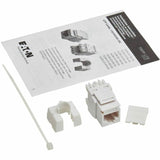 Eaton Tripp Lite Series Cat6a Keystone Jack - 4PPoE Compliant, 110/Krone, 568A/B, RJ45 Ethernet, White, TAA