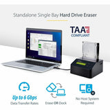 StarTech.com Hard Drive Eraser, Standalone HDD/SSD Sanitizer, 4Kn, Secure Erase Hard Disk Wiper Dock, Hardware Erasing Tool, TAA Compliant