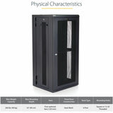 StarTech.com 4-Post 26U Wall Mount Network Cabinet, 19" Hinged Wall-Mounted Server Rack for Data / IT Equipment, Lockable Rack Enclosure