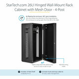 StarTech.com 4-Post 26U Wall Mount Network Cabinet, 19" Hinged Wall-Mounted Server Rack for Data / IT Equipment, Lockable Rack Enclosure