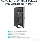StarTech.com 4-Post 42U Server Rack Cabinet, 19" Data Rack Cabinet for Computer / IT Equipment mount, Rack Server Cabinet with Casters