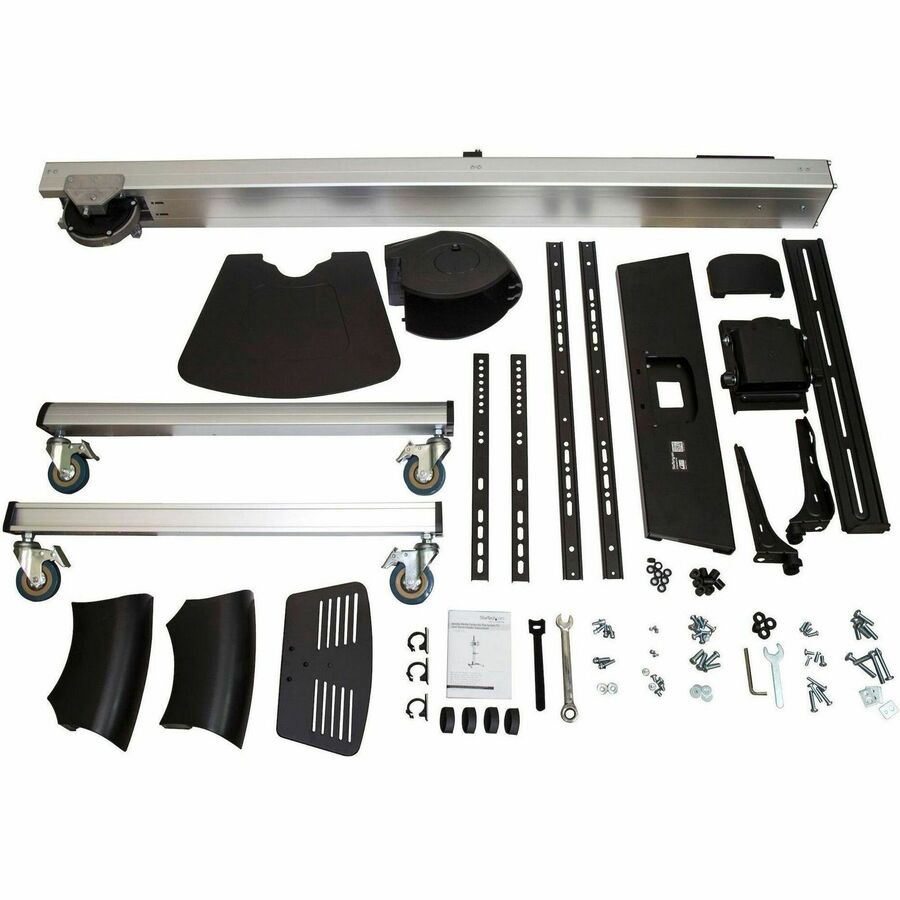 StarTech.com TV Cart - For 32" to 75" Displays - AV Cart - Height Adjustable - Lockable Wheels - Flat Screen TV Cart - Media Cart on Wheels