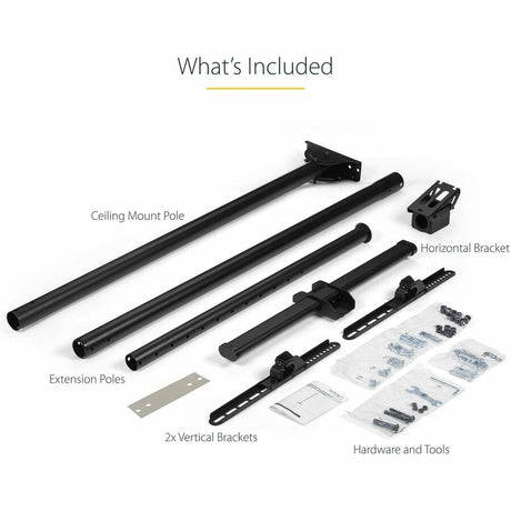 StarTech.com TV Ceiling Mount, Full-Motion Hanging Single Screen Vesa Mount for 32"-75" TVs / Displays - Height Adjustable Telescopic Pole