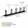 StarTech.com 1U 19" Cable Management Organizer - D Ring Hook Network/Server Rack Cord Manager - Data Center Horizontal Wire Panel