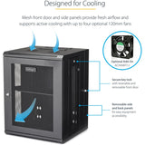 StarTech.com 4-Post 15U Wall Mount Network Cabinet, 19" Hinged Wall-Mounted Server Rack for Data / IT Equipment, Lockable Rack Enclosure