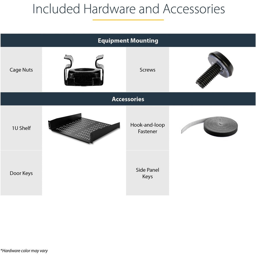 StarTech.com 4-Post 15U Wall Mount Network Cabinet, 19" Hinged Wall-Mounted Server Rack for Data / IT Equipment, Lockable Rack Enclosure