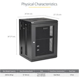 StarTech.com 4-Post 15U Wall Mount Network Cabinet, 19" Hinged Wall-Mounted Server Rack for Data / IT Equipment, Lockable Rack Enclosure