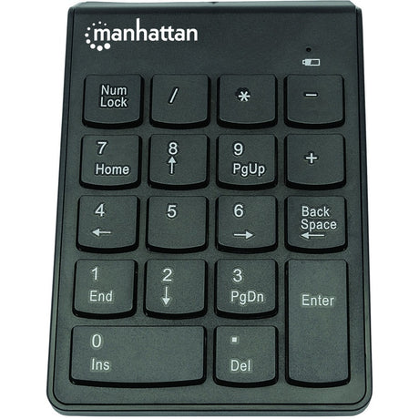 Manhattan Numeric Keypad, Wireless (2.4GHz), USB-A Micro Receiver, 18 Full Size Keys, Black, Membrane Key Switches, Auto Power Management, Range 10m, AAA Battery (included), Windows and Mac, Three Year Warranty, Blister