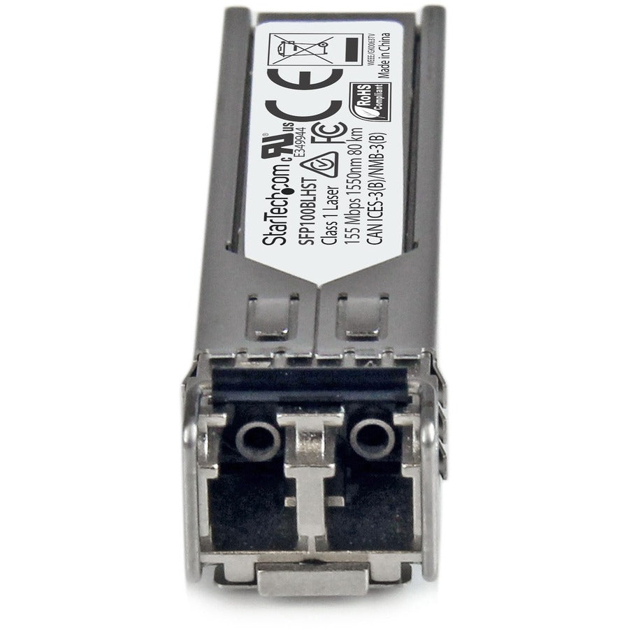 StarTech.com MSA Uncoded SFP Module - 100BASE-LH - 100Mb Ethernet SFP 100MbE Single Mode Fiber (SMF) Optic Transceiver Module - 80km DDM
