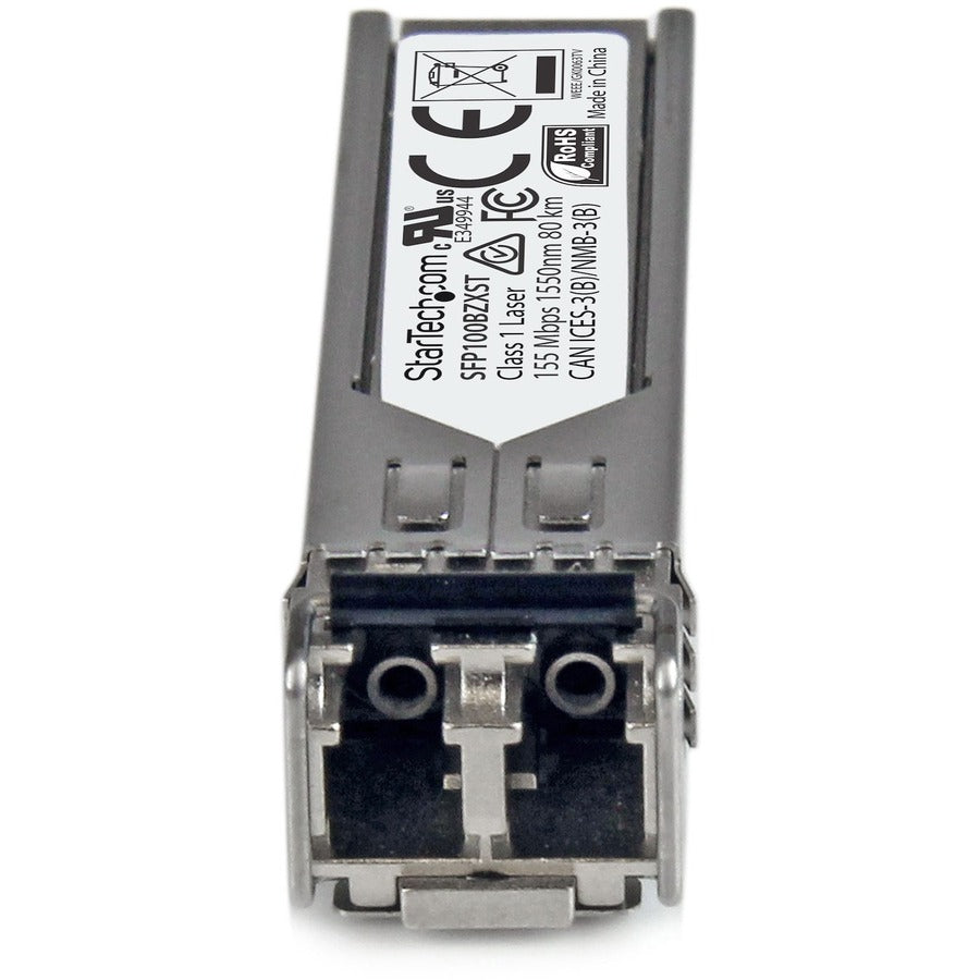 StarTech.com MSA Uncoded SFP Module - 100BASE-ZX - 100Mb Ethernet SFP 100MbE Single Mode Fiber (SMF) Optic Transceiver Module - 80km DDM