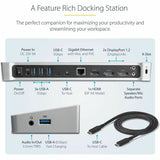 StarTech.com USB C Dock - Compatible with Windows / macOS - Supports Triple 4K Ultra HD Monitors - 60W Power Delivery - Power and Charge Laptop and Peripherals - DK30CH2DPPD