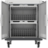Rocstor Volt&reg; C24 Charging Cart with Intelligent Power Charging - Up to 24 Device Intelligent Power Charging Cart for Notebooks, Chromebook&reg;, MacBook&reg;, and Macbook&reg; Pro- 3 Shelves - Push Handle - 4 Heavy Duty 5" Casters - Steel Constructio