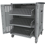 Rocstor Volt&reg; C42 Charging Cart with Intelligent Power Charging - Up to 42 Device Intelligent Power Charging Cart for Notebooks, Chromebook&reg;, MacBook&reg;, and Macbook&reg; Pro- 3 Slide-out shelves - Push Handle - 4 Heavy Duty 5" Casters - Steel C