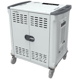 Rocstor Volt&reg; C42 Charging Cart with Intelligent Power Charging - Up to 42 Device Intelligent Power Charging Cart for Notebooks, Chromebook&reg;, MacBook&reg;, and Macbook&reg; Pro- 3 Slide-out shelves - Push Handle - 4 Heavy Duty 5" Casters - Steel C