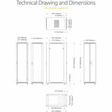 StarTech.com 4-Post 42U Server Rack Cabinet, 19" Data Rack Cabinet for Computer / IT Equipment mount, Rack Server Cabinet with Casters