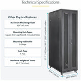 StarTech.com 4-Post 42U Server Rack Cabinet, 19" Data Rack Cabinet for Computer / IT Equipment mount, Rack Server Cabinet with Casters