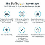 StarTech.com 2-Post 12U Heavy-Duty Wall Mount Network Rack, 19" Open Frame Server Rack with Adjustable Depth, Data Rack for IT Equipment~