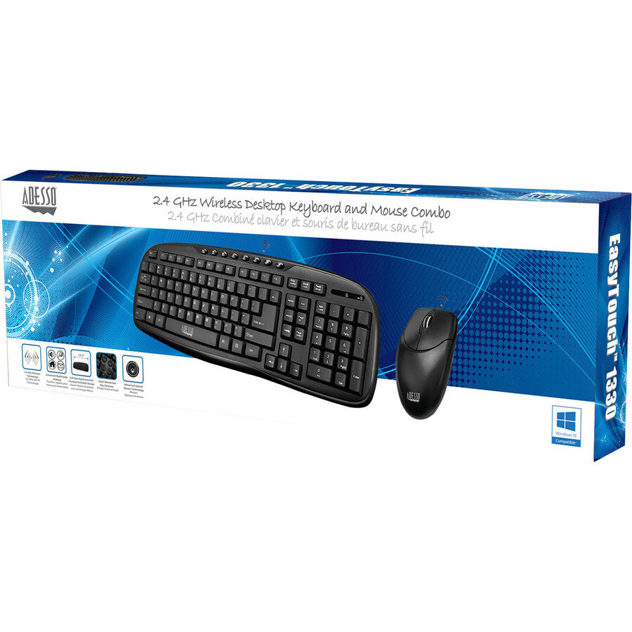 Adesso WKB-1330CB 2.4 GHz Wireless Desktop Keyboard and Mouse Combo