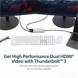StarTech.com Thunderbolt 3 to Dual HDMI 2.0 Adapter - 4K 60Hz Dual Monitor TB3 HDMI Video Adapter - Thunderbolt 3 Certified -Mac & Windows