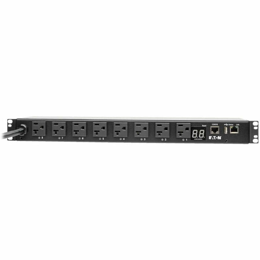 Eaton 1.9kW Single-Phase Switched PDU, LX Interface, 120V Outlets (8 5-15/20R), NEMA L5-20P/5-20P input, 12 ft. (3.66 m) Cord, 1U Rack, TAA
