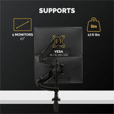 Fellowes Platinum Series High Quality Dual and Dual Stacking Monitor Arm for 27 Inch(stacking) and 32 Inch(side by side) Monitors, Full Motion, 360&deg; Rotation, VESA Mount with Grommet or Clamp, USB Ports, Ergonomic, Black
