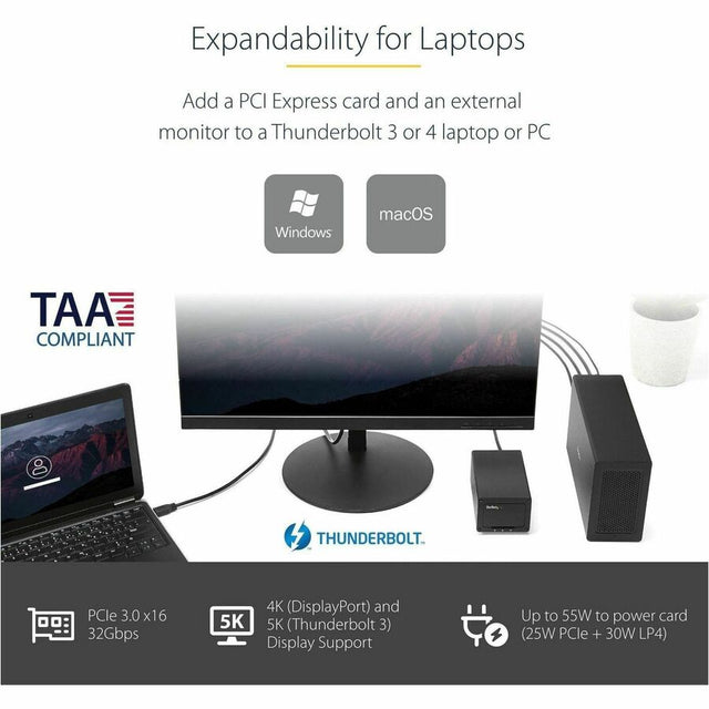 StarTech.com Thunderbolt 3 PCIe Expansion Chassis, External Enclosure Box with 1x PCI-Express Slot, 5K/4K Output Via TB3/DP Ports, TAA