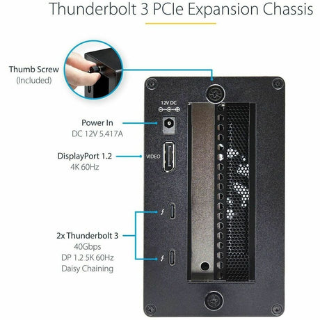 StarTech.com Thunderbolt 3 PCIe Expansion Chassis, External Enclosure Box with 1x PCI-Express Slot, 5K/4K Output Via TB3/DP Ports, TAA