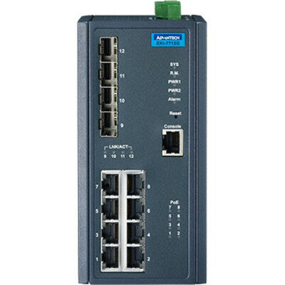 Advantech 8GE + 4SFP Port Managed PoE Ethernet Switch w/Wide Temp