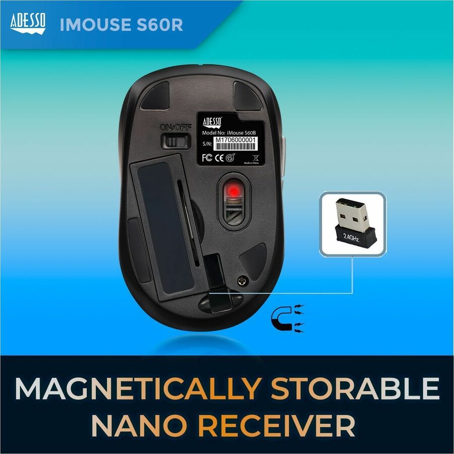 Adesso iMouse S60R - 2.4 GHz Wireless Programmable Nano Mouse