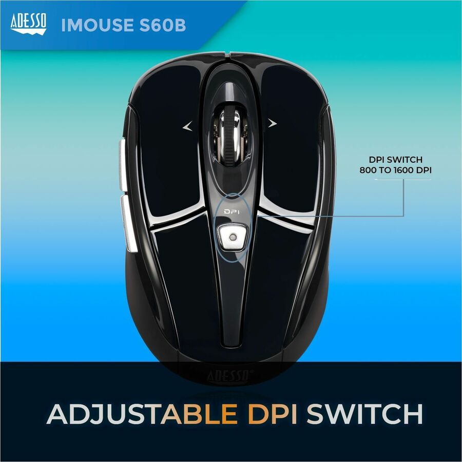 Adesso iMouse S60B 2.4 GHz Wireless Programmable Nano Mouse