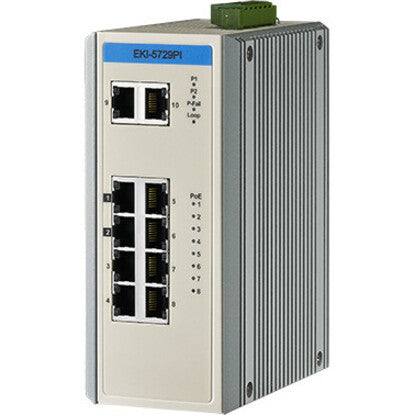 Advantech 8GE PoE+2G Unmanaged Ethernet Switch, IEEE802.3af/at, E-Mark, 12V~24VDC, -40~75?
