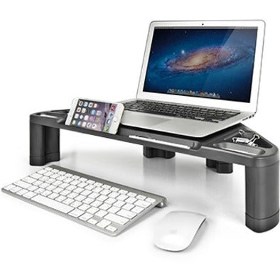 CORNER MONITOR/LAPTOP STAND WITH SMART DEVICE SLOT