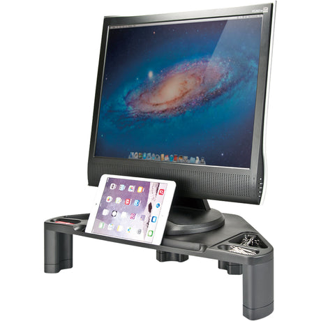 CORNER MONITOR/LAPTOP STAND WITH SMART DEVICE SLOT
