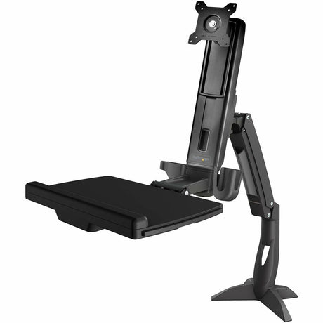 StarTech.com Sit Stand Monitor Arm - Desk Mount Sit-Stand Workstation up to 27inch VESA Display - Standing Desk Converter - Keyboard Tray