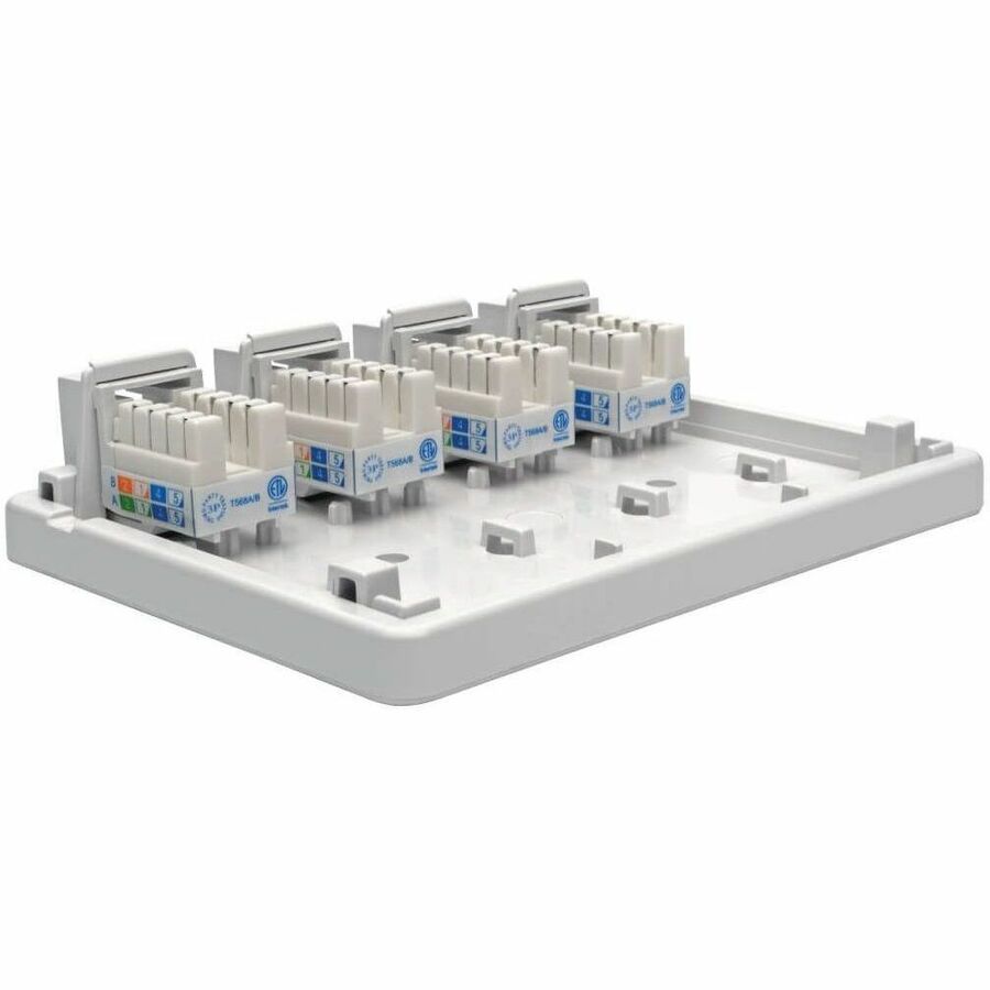 Eaton Tripp Lite Series Pre-Configured Unshielded Cat6 4-Port Surface-Mount Box, 110 IDC, RJ45, White