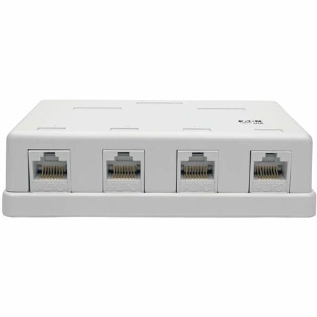 Eaton Tripp Lite Series Pre-Configured Unshielded Cat6 4-Port Surface-Mount Box, 110 IDC, RJ45, White