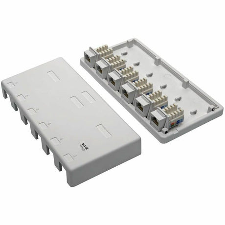 Eaton Tripp Lite Series Pre-Configured Unshielded Cat6 6-Port Surface-Mount Box, 110 IDC, RJ45, White