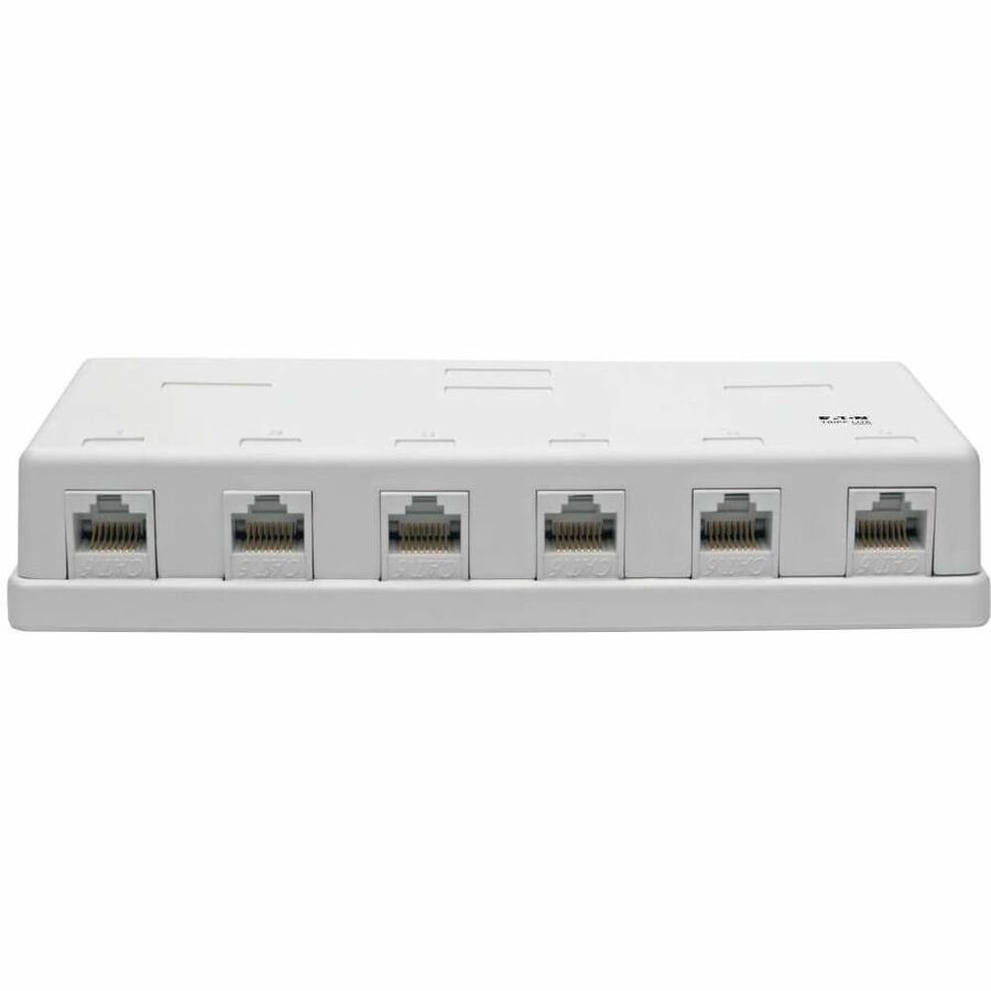 Eaton Tripp Lite Series Pre-Configured Unshielded Cat6 6-Port Surface-Mount Box, 110 IDC, RJ45, White