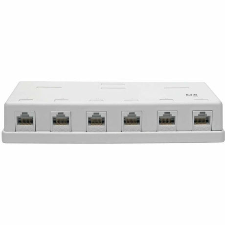 Eaton Tripp Lite Series Pre-Configured Unshielded Cat6 6-Port Surface-Mount Box, 110 IDC, RJ45, White