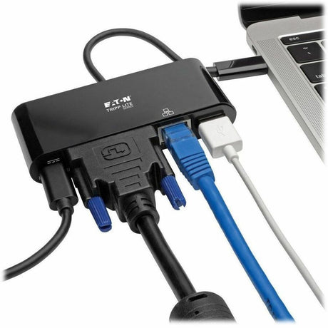 Eaton Tripp Lite Series USB-C Multiport Adapter, DVI, USB 3.x (5Gbps) Hub Port, Gbe and PD Charging, Black