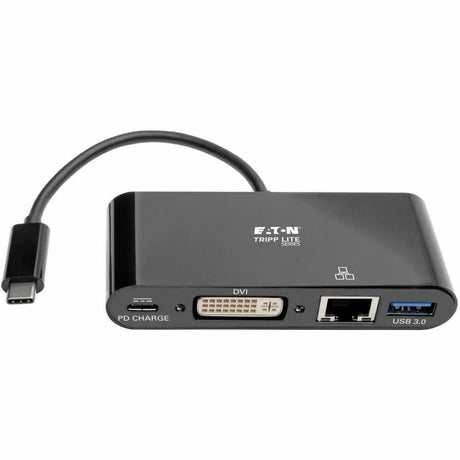 Eaton Tripp Lite Series USB-C Multiport Adapter, DVI, USB 3.x (5Gbps) Hub Port, Gbe and PD Charging, Black