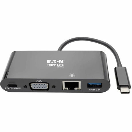 Eaton Tripp Lite Series USB-C Multiport Adapter, VGA, USB 3.x (5Gbps) Hub Port, Gigabit Ethernet and 60W PD Charging, Black
