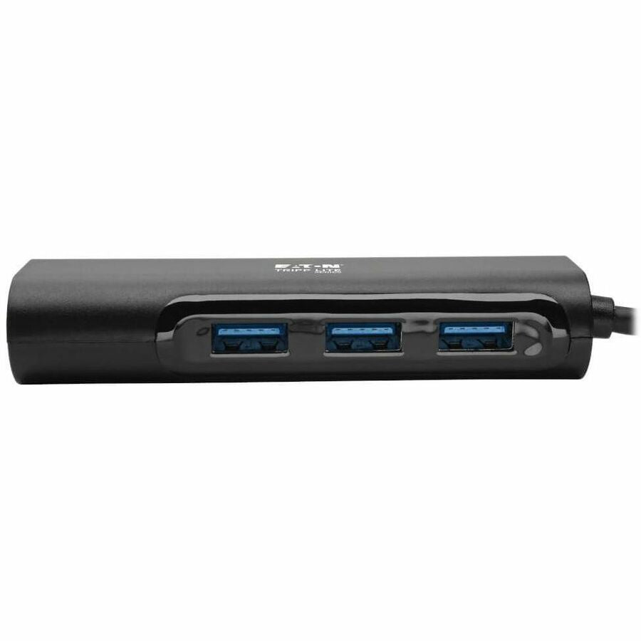 Eaton Tripp Lite Series 3-Port USB 3.x (5Gbps) Hub with LAN Port, USB-C to 3x USB-A Ports and Gigabit Ethernet, Black