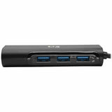 Eaton Tripp Lite Series 3-Port USB 3.x (5Gbps) Hub with LAN Port, USB-C to 3x USB-A Ports and Gigabit Ethernet, Black
